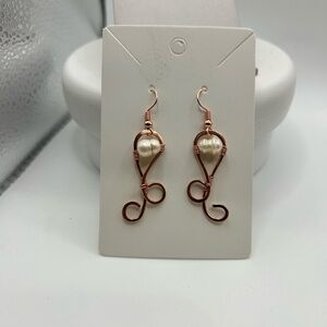 Copper and Pearl Swirl Earrings